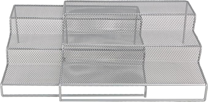 Mind Reader 3 Tier Metal Mesh Kitchen Storage Organizer, 2 Pcs, Silver