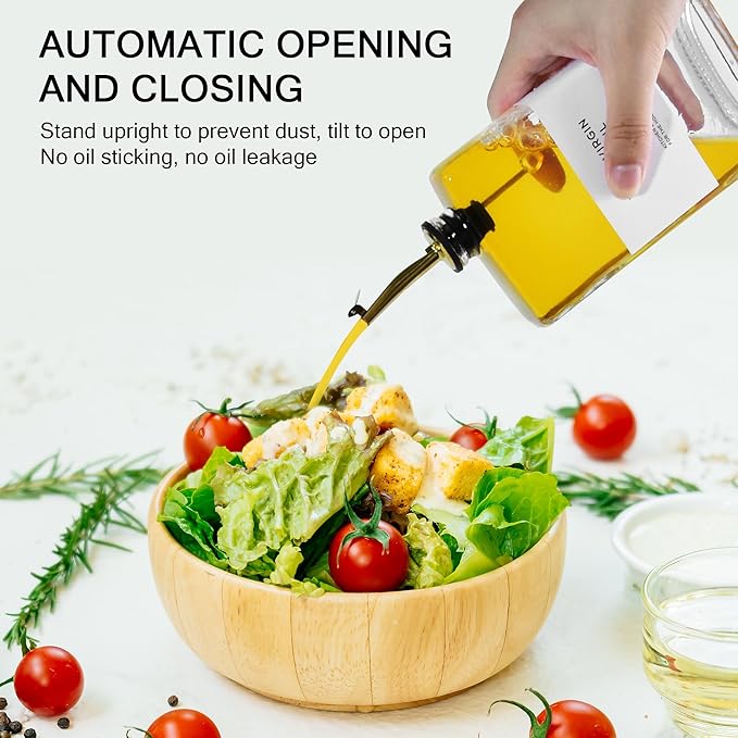 sweet grain Olive Oil Dispenser Bottle for Kitchen(4 Pack) - 17oz/500ml Oil And Vinegar Dispenser with 36 Labels and Silicone Funnel, Glass Soy Sauce Dispenser - Gold
