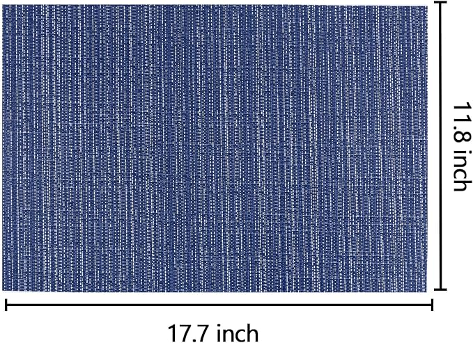 AHHFSMEI Placemats Set of 8 Washable Woven Vinyl Placemats for Dining Table Heat Resistant Non-Slip Stain Resistant Table Mats for Kitchen & Home Decor(Multi Blue,8)