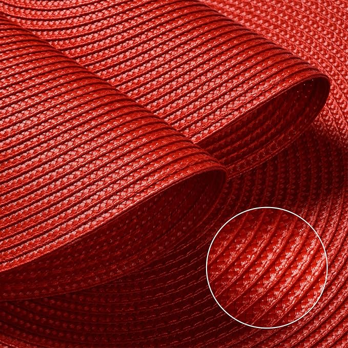 FunWheat Round Braided Placemats Set of 4 Place Mats for Dining Tables Woven Washable Non-Slip Table mats Small 13 inch(S Red, 4pcs)