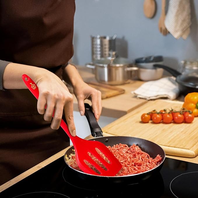 5 Pcs Silicone Spatula Set, Food Grade Rubber Spatula, silicone cooking utensils set, spatulas silicone heat resistant 600°F for Nonstick Cookware, Perfect for Baking and Cooking, Bonus Whisk Included