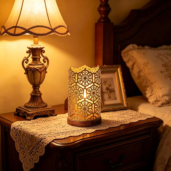 Hosley Metal Diamond Cut Design Candle Holder 7.5 Inch High, Gold Perfect for Home Decor, Lighting, Wedding, Parties, Gifting