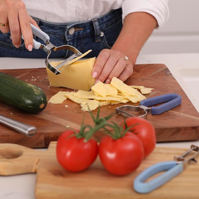 CuttleLab Vegetable Peeler Set – Serrated, Straight & Wide Blades- great apple peeler & potato peelers, Carrots, Zucchini, Cucumbers – Soft Grip Handle- Eye Remover – Dishwasher Safe (3, Farmhouse)