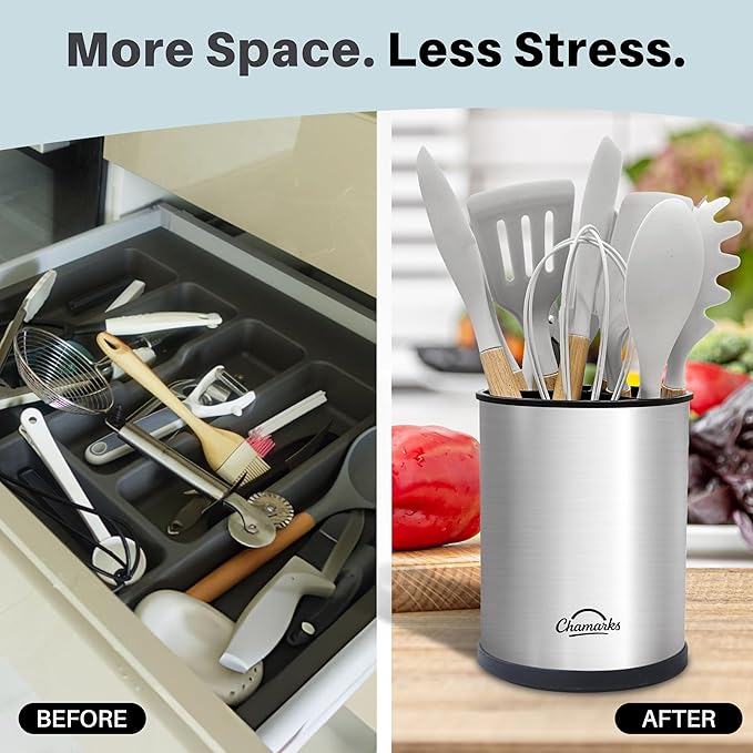 Kitchen Utensil Holder and Countertop Organizer. (Silver)