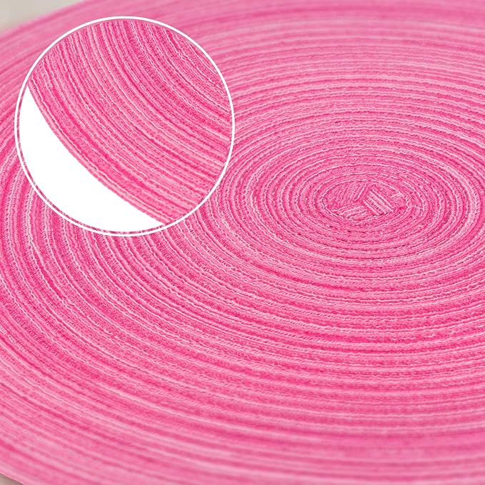 AHHFSMEI Round Braided Placemats Set of 6 Woven Table Mats for Dining Table Heat Resistant Easy to Clean Perfect for Kitchen & Home Decor (Hot Pink)