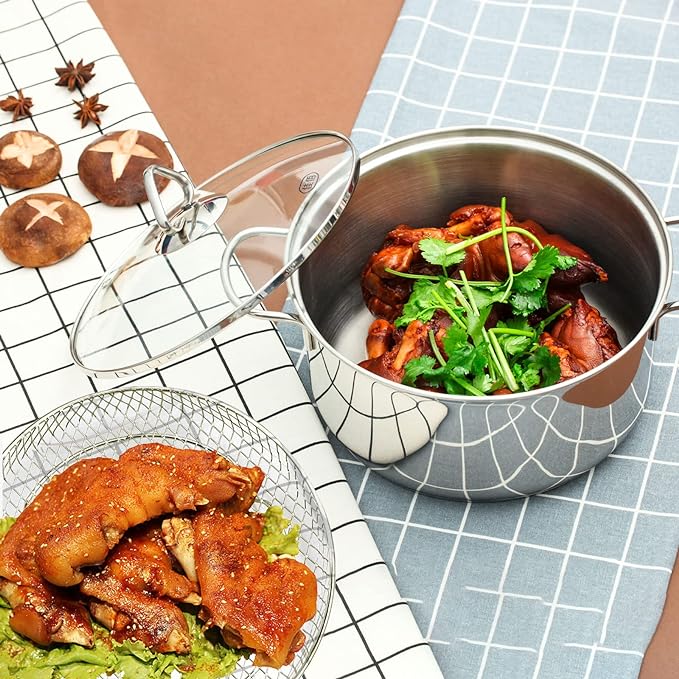8 inch Air Fryer Racks, Air Fryer Universal Accessories, Baking Rack,Round Stackable Grill, Food-Grade Stainless Steel Kitchen Household, Fit all 4.2QT - 5.8QT air fryer,Oven - 3 Pack
