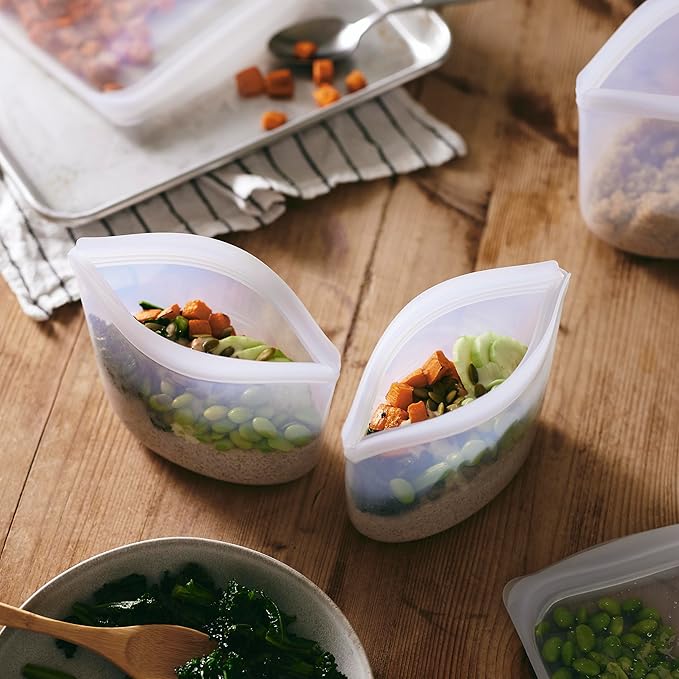 Stasher Silicone Reusable Storage Bag, 2-Cup Bowl, Reusable Freezer Bags, Microwave, Dishwasher, Oven Safe, Sous Vide, Premium Lunch Container, Eco Friendly, Food-safe Silicone Snack Bag, 16 oz, Clear | Reusable Food Bag