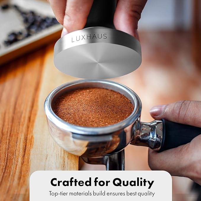 LuxHaus 53mm Espresso Tamper - Premium Barista Coffee Tamper with 100% Flat Stainless Steel Base