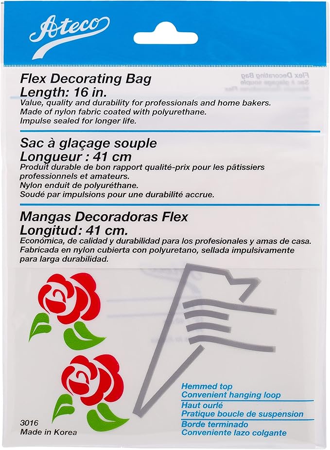 Ateco Flex Decorating Bag, Coated Nylon, 16-Inch, Reusable Baking Supply, White
