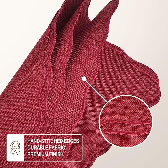 AHHFSMEI Faux Linen Placemats Set of 8 Heat Resistant Non-Slip Stain Proof Table Mats for Kitchen Dining Elegant Decor Place Mats (red 8)
