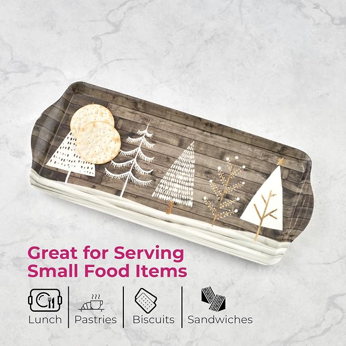 Pimpernel Wooden White Christmas Sandwich Tray - Brown