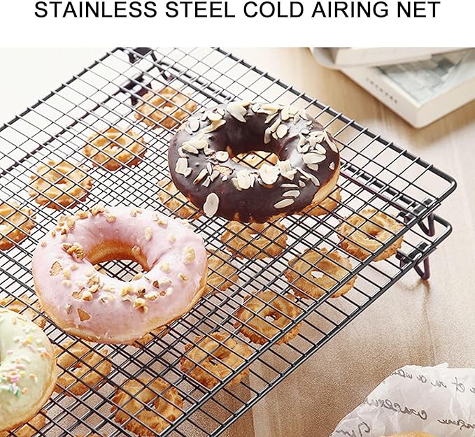 Stainless Steel Cooling Rack, Non Stick Baking Rack Metal Cooling Rack Wire Rack for Cookies Grill Rack Cooling Rack Large(Black)