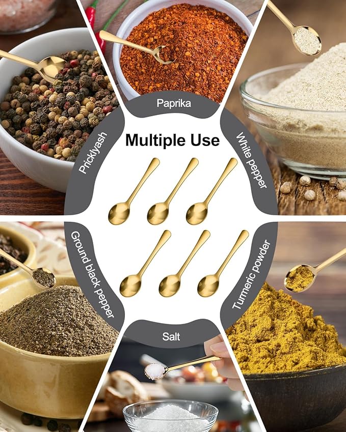 Tiny Spoons - Mini Stainless Steel Spoons 2.9 inch for Salt Jars Spice Jars, SUS 304 Food Grade Seasoning Spoon for Powder Spices, Pepper, Sugar, Coffee