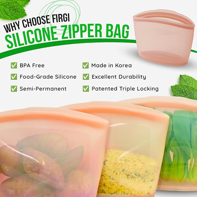 Reusable Silicone Food Storage Bag, 6 Cups, Large Container, Made in Korea BPA-Free Platinum Silicone, Triple-Airtight Freezer Bag, Microwave Safe, Sous Vide, Meal Prep, 51oz, White | Reusable