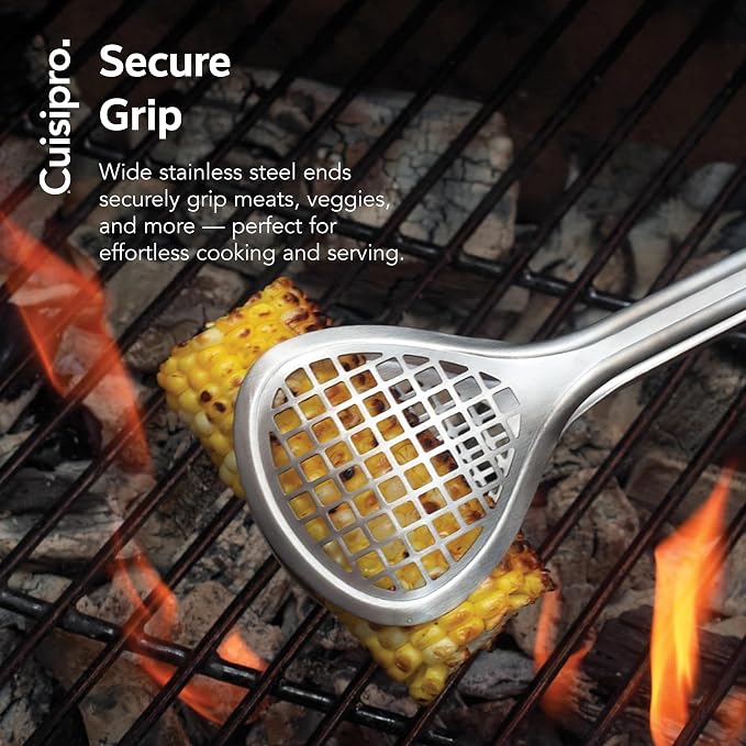 Cuisipro Stainless Steel Wide Grill/Fry Tongs, 12-Inch