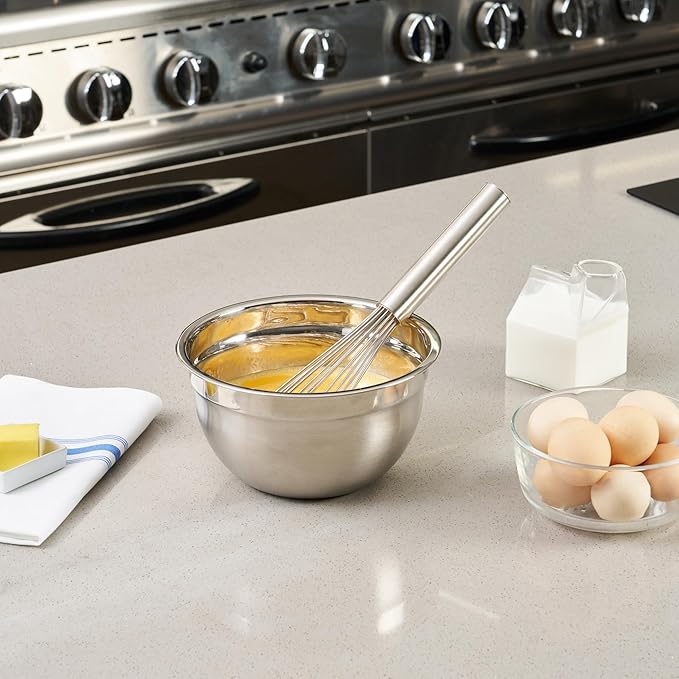 Restaurantware-Met Lux 12 x 2.5 x 2.5 Inch Baking Whisk, 1 French Whisk With Ergonomic Handle - Dishwashable, Won't Corrode, Stainless Steel , For Whipping, Baking, Or Cooking