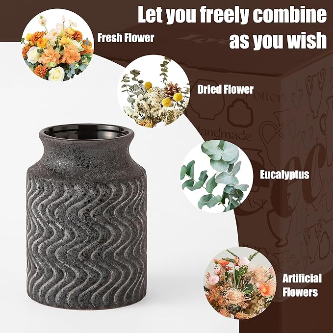 Farmhouse Ceramic Farmhouse Kitchen Utensil Holder for Countertop, Rustic Cooking Utensil Holder Crock Fit for Kitchen Counter