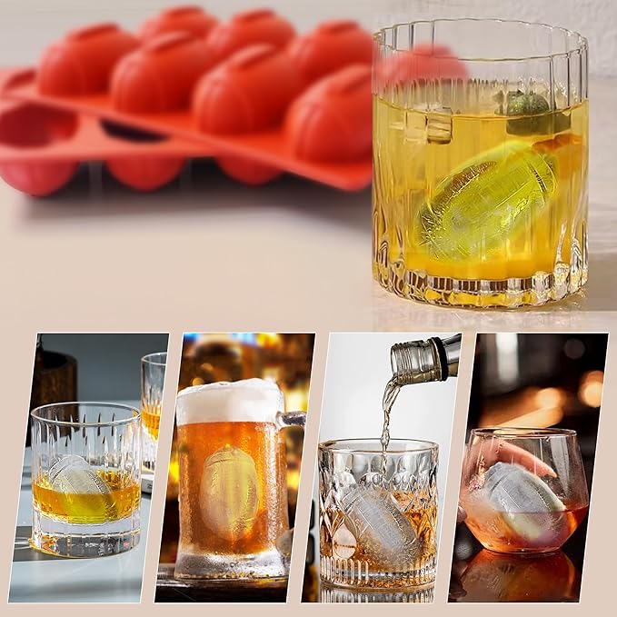2Pcs Football Cake Pans,Football Molds For Baking,1Inch Deep Nonstick Football-Shaped Silicone Mold For Cake,Chocolate,Ice Cube(8-Cavity(2Pcs))