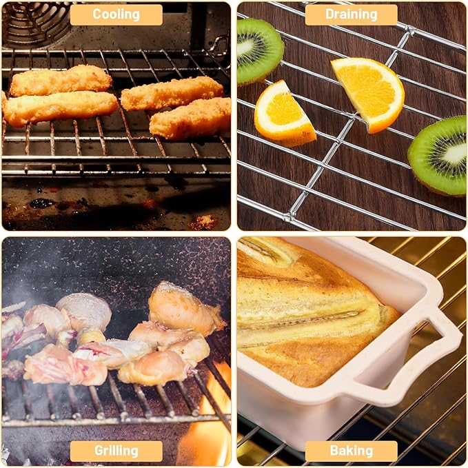 Roasting Rack Stainless Steel Wire Rack for Baking Sheet 6.3 x 10.24 Inch Heavy Duty Wire Grate Oven Grill Oven Cooling Baking Racks with 4 Legs Rectangle Wire-Cooking Racks for Meat