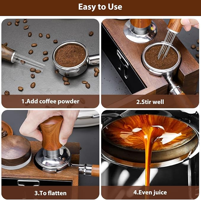 Espresso Tamper 51mm, YMWVH Premium Barista Coffee Tamper, 2 Spring Loaded Tampers with Stainless Steel Ripple Base, Constant 30lb Self Leveling Tampers without Tilting