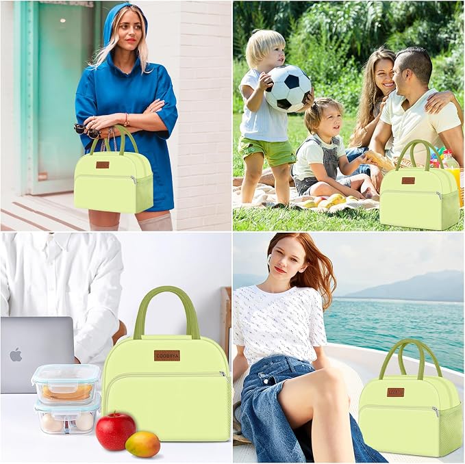 Coobiiya Insulated Lunch Bag Women/Men, Taslon Leakproof Thermal Lunch Box for Women Men, Cute Waterproof Cooler Bag for Work Picnic Travel