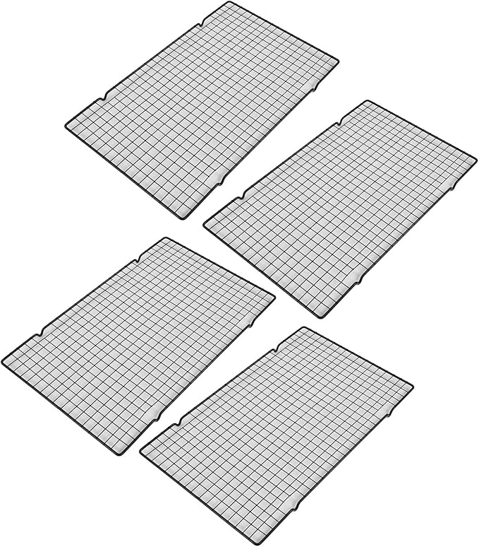 4PCS Stainless Steel Cooling Rack, Barbecue Baking Rack, Heavy Duty Heat Grid Tray for Oven Grill with Dishwasher Safe Design, for Cookies Cakes Meat Vegetables