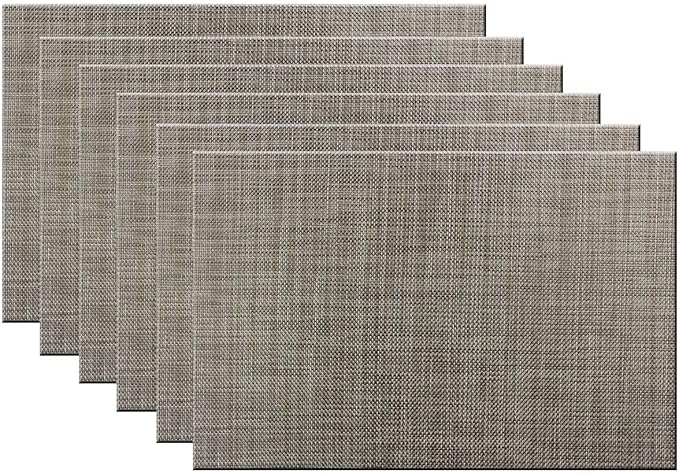Placemats Place Mats Indoor Set of 6 Washable Easy to Clean PVC Placemat (Placemats Set of 6, Camel)