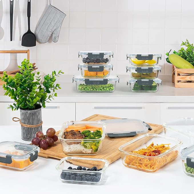 Igluu Meal Prep Glass Containers with Lids (10 Pack) – Airtight & BPA-Free – Oven, Microwave, Freezer & Dishwasher Safe – 12.5oz/35.5oz – Durable Borosilicate Glass