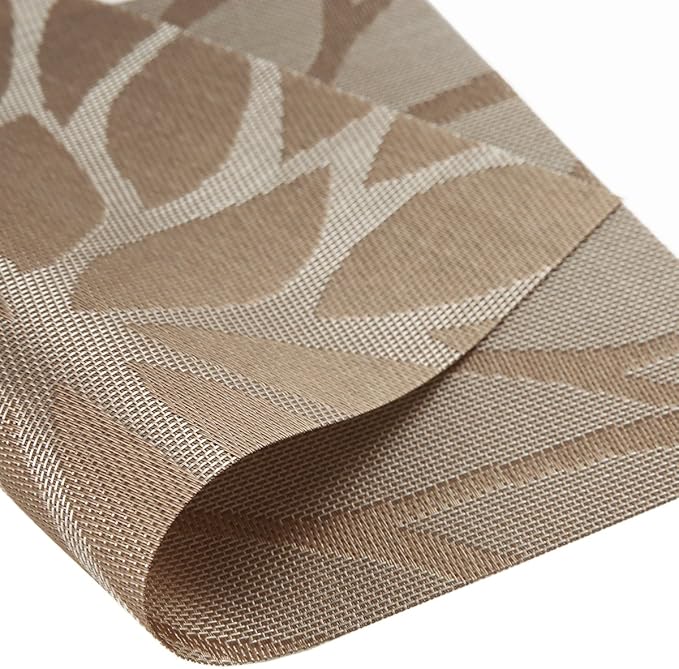 Placemats, Placemats for Dining Table Set of 4, Kitchen Table Mats Heat-Resistant Non-Slip Washable PVC Woven Vinyl Place Mats for Dining Room Table Decoration (Set of 6, Brown)