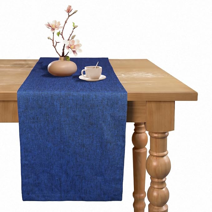 100% Pure Linen Table Runner 90 Inches Long.Coffee Table Runner,Farmhouse Style, 14x90 Inches,Perfect for Spring, Summer, Dining Table, Holiday Decorand Dresser -Athena -Royal Blue