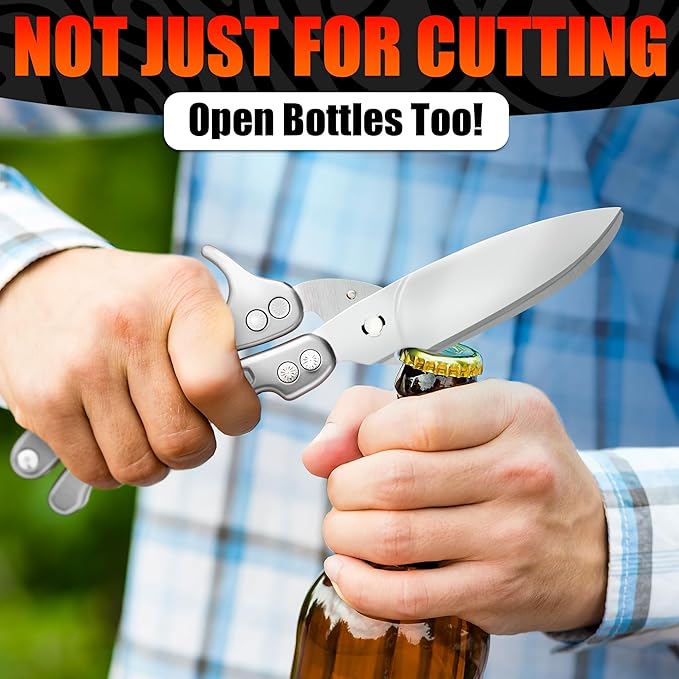 Heavy Duty Poultry Shears – Kitchen Shears Dishwasher Safe, Spring-Loaded, 3Cr14 Steel, Micro-Serrated, Separates for Easy Cleaning | Bone Scissors for Chicken, Turkey, Seafood & Fish Scale (Silver)
