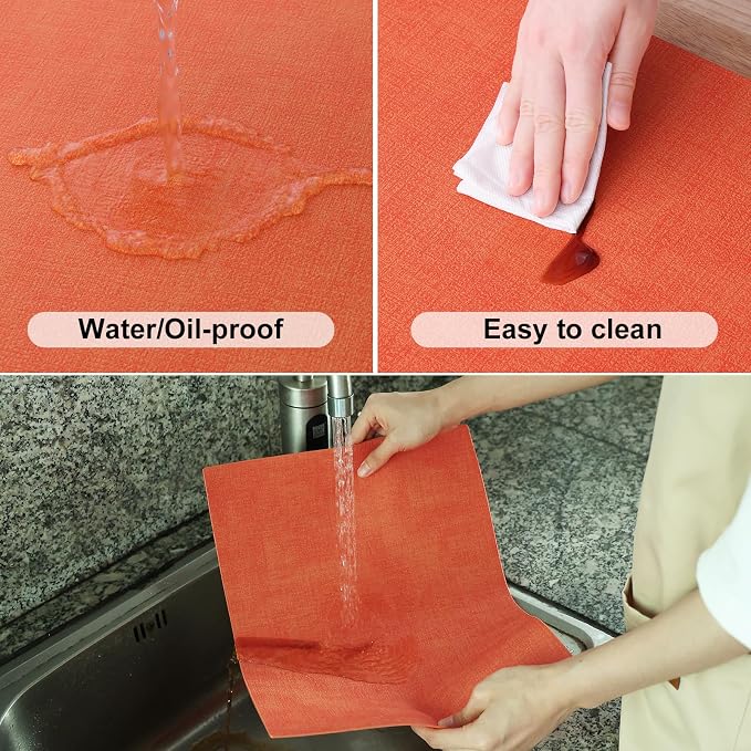 Homaxy Faux Leather Heat Resistant Placemats for Dining Table Set of 4, Waterproof Wipeable Washable PU Table Mats, Easy to Clean Anti-Slip Place Mats, 11.8" x 17", Orange