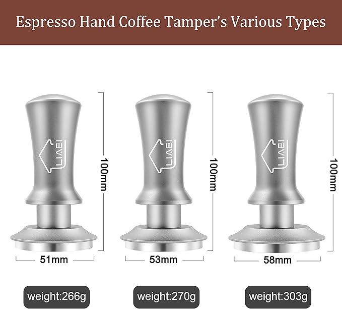 Espresso Coffee Tamper 58mm, Premium Barista Coffee Tamper Tool with Stainless Steel Flat Base Tamper 2Springs Loaded Tamper for Espresso Machine Rancilio, Gaggia Bottomless Portafilter (Silver)