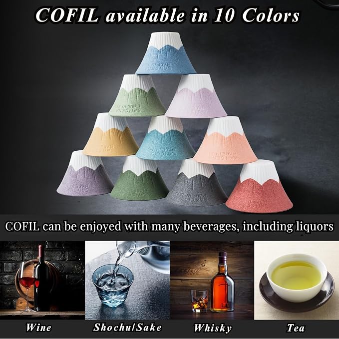 Wablade Ceramic Reusable Coffee Filter Dripper, Mt. Fuji, Made in Japan | Paperless pour-over brewing, no paper filters needed, includes dedicated base and saucer for everyday coffee preparation