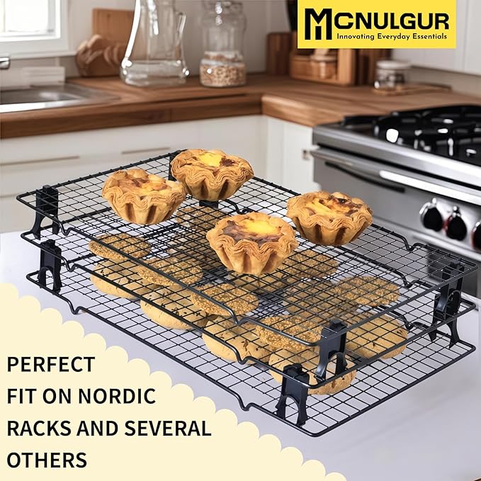 Wire Rack Stacker, Pack of 4 - Organize Your Baking with Space-Saving Ease (Black, Small)