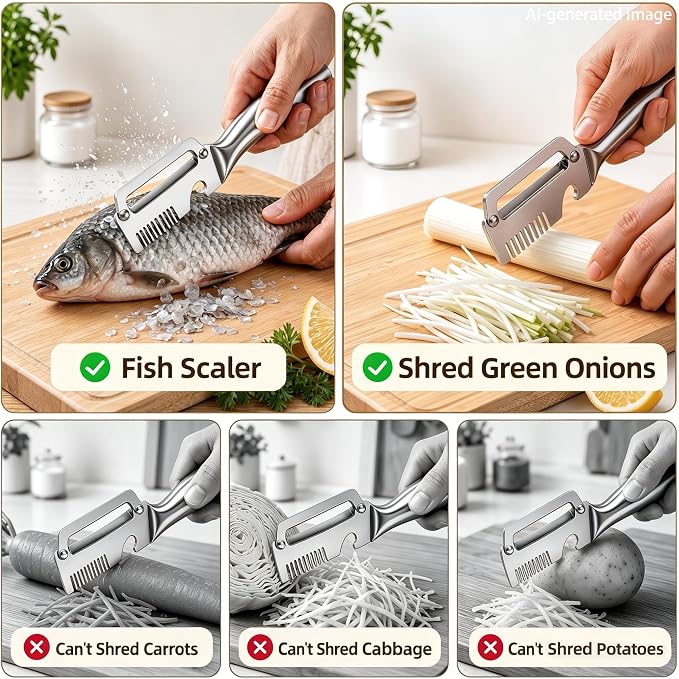 Aysoner Kitchen Multifunctional Vegetable Peeler: 3-in-1 Fast Food Prepare | 2pcs Peels in Seconds with Shredder Bottle Opener - Full Stainless Steel Dishwasher Safe - Comfy Non-slip Grip for Home Chef