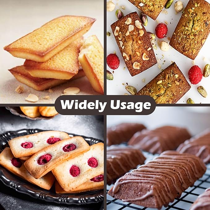 Webake Financier Cake Pan, 8 Cavity Silicone Financier Mold Non Stick Muffin Pan for Biscuits Cookies Bakeware for Oven Baking (2 PCS)