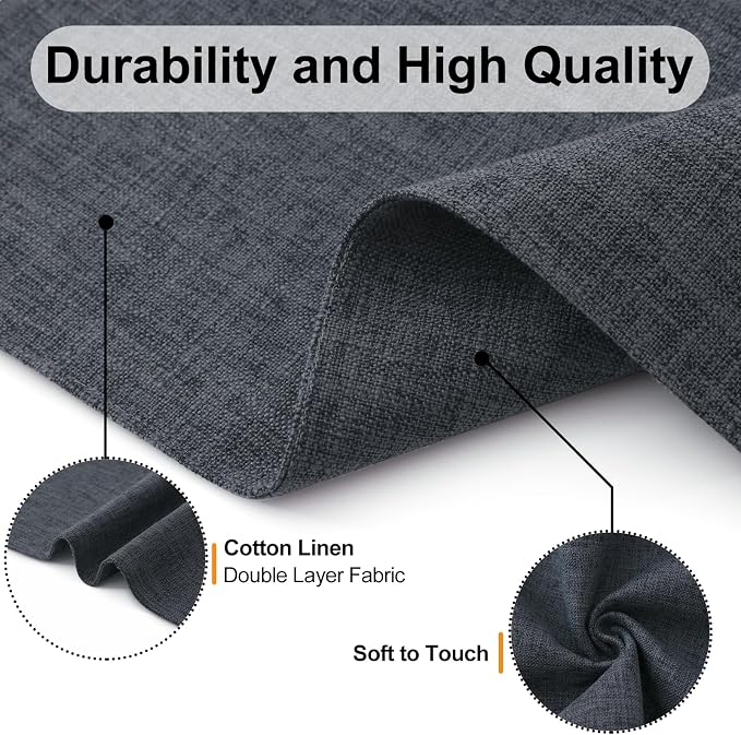 Homaxy Cloths Placemats for Dining Table Set of 6, Heat Resistant Washable Cotton Linen Blend Table Mats, Easy to Clean Place Mats for Indoor Outdoor Party Kitchen Decoration, 13" x 19", Charcoal Gray