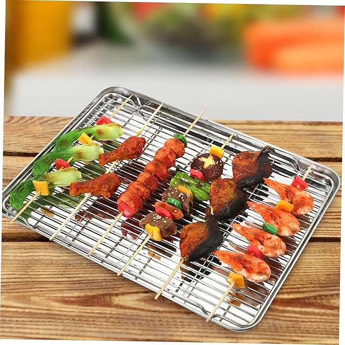 Healifty 2Pcs Stainless Steel Baking Rack Cooling Rack for Baking Bbq Wire Rack for Efficient Cooling for Cookies and Baked Goods