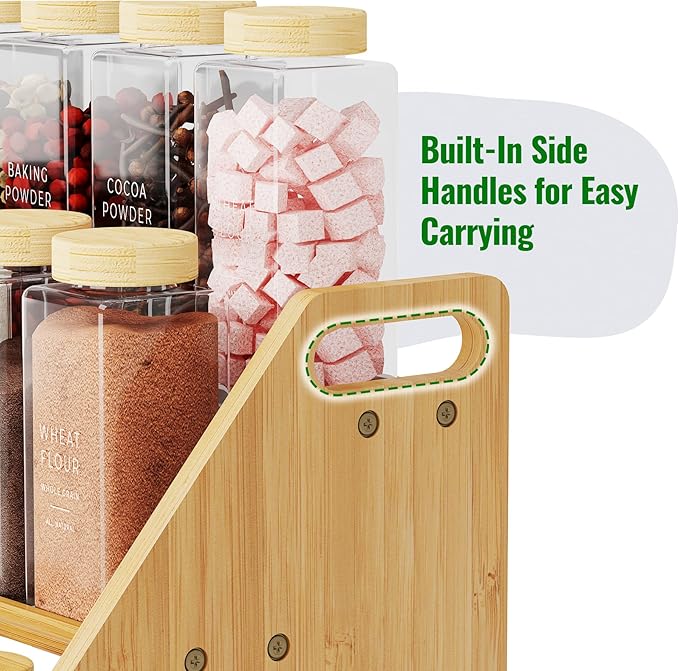 NiHome Cabinet & Countertop Expandable 3-Tier Bamboo Spice Rack for Spices, Jars, Office Supplies, Adjustable Length 12.6"-23.6" Multi-Purpose Natural Bamboo Organizer for Kitchen, Pantry, Bathroom