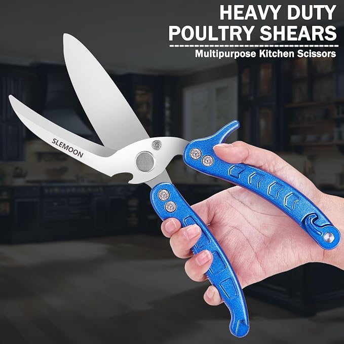 Heavy Duty Poultry Shears Kitchen for Chicken Meat Blue,2pcs set