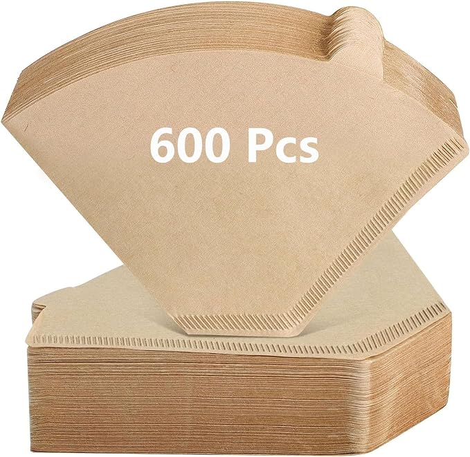 600Pcs Cone Coffee Filters #4, Clinuse Unbleached Size 04 Coffee Filters 8-12 Cup, Disposable Natural Paper Filters, No.4 Cone Filters Compatible with Ninja, Cuisinart, Pour Over and Drip Coffee Maker