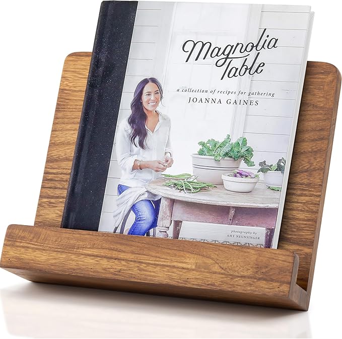 Beautiful Cookbook Stand for Your Kitchen Counter - Solid Wood Stand Easily Keeps Cook or Recipe Books Open for Convenient Cooking - Perfectly Fits Your iPad/Tablet and Enhances Any Kitchen Decor