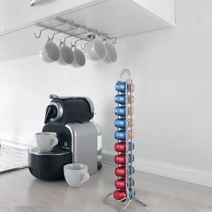 Metaltex Polytherm Coated Capsulo 20" Nespresso Coffee Capsule Holder, Silver, 8 x 9 x 38 cm