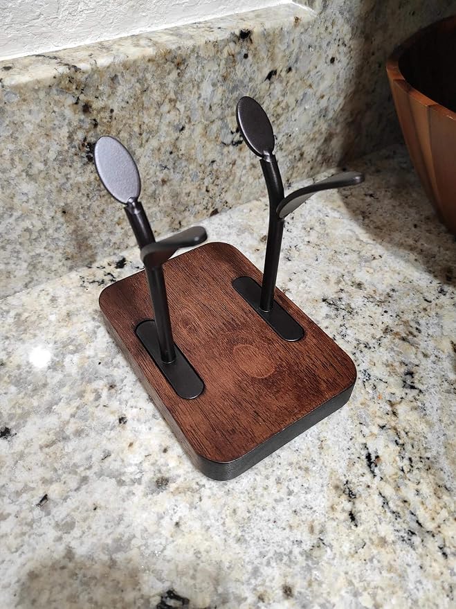 Leaf Napkin Holder, Wooden Napkin Holder for Tables, Freestanding Tissue Dispenser for Kitchen Countertop, Dining, Picnic Table, Indoor & Outdoor Use, Home Decor, Modern, Sturdy, Easy Assembly, Black