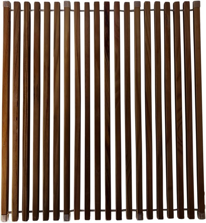 Roll Up Wooden Drying Rack Over The Sink Kitchen, Cover Sink Dry Dishes Bowl Spoon Quickly, Aesthetics and Finishes Coating, Neat Design Stain-Resistant Easy to Dry (Dark Walnut color)
