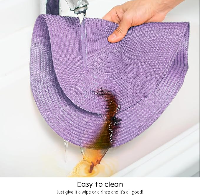 AHHFSMEI Placemats Set of 4 for Dining Table Washable Woven Non-Slip 18x12 inches Placemat Heat-Resistant Durable Table Mats for Dining Table Easy to Clean(Lavender Purple 4)