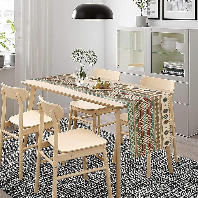 Aztec Table Runners,Retro Country Tribal Boho Geometric Native American Pattern Table Cloth for Kitchen Dining Table Decoration for Home Party Decor 13x60 Inch