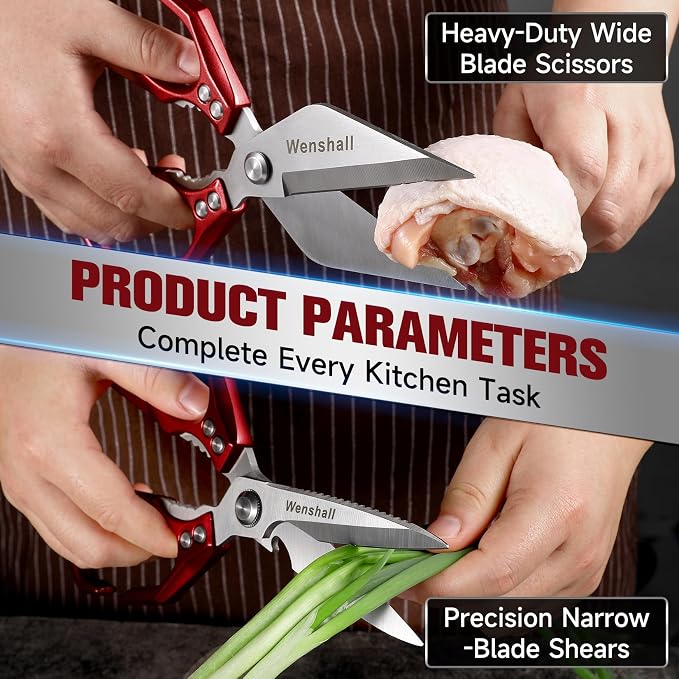 Wenshall Kitchen Shears Set Heavy Duty Poultry Shears (Red)