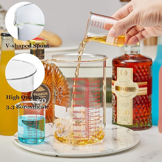 High Borosilicate Glass Measuring Cup-V-Shaped Spout,120ml(4OZ) Glass Measuring Beaker for Kitchen or Restaurant, Easy to Read(Pack of 2)